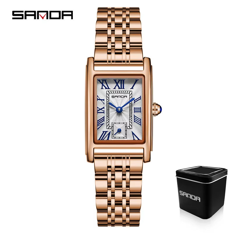 1116 New Fashion 2023 Elegant Design Rectangle Dial Water Resistant Quartz Movement Business Women Analog Wrist Watch
