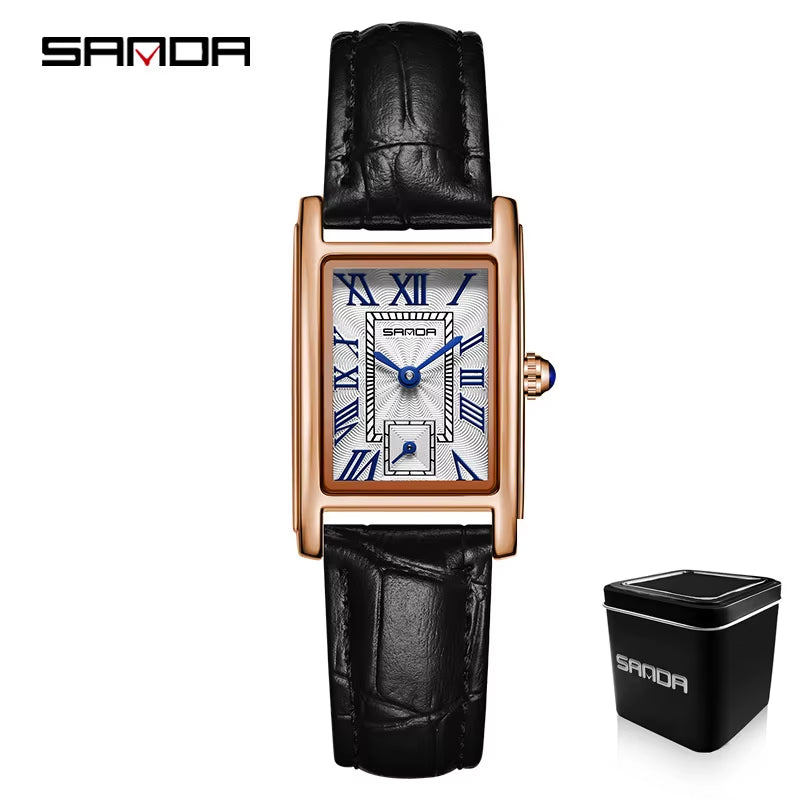 1116 New Fashion 2023 Elegant Design Rectangle Dial Water Resistant Quartz Movement Business Women Analog Wrist Watch