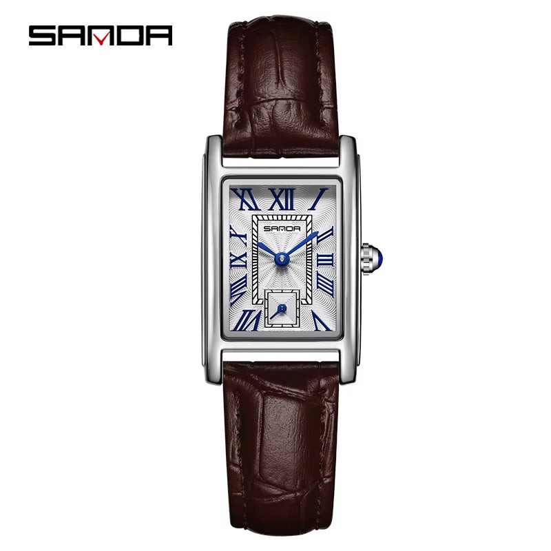 1116 New Fashion 2023 Elegant Design Rectangle Dial Water Resistant Quartz Movement Business Women Analog Wrist Watch