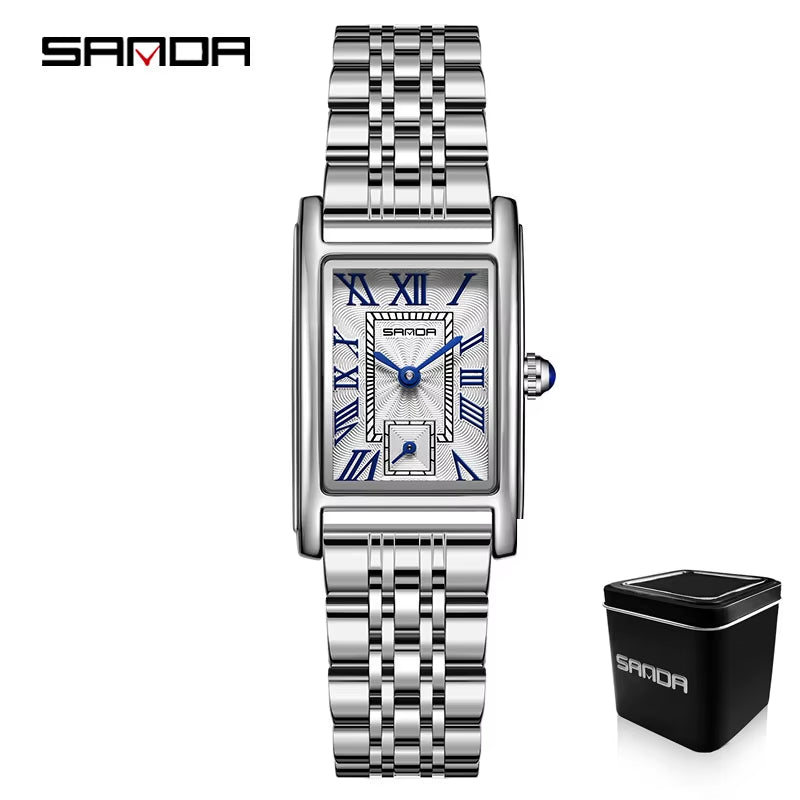 1116 New Fashion 2023 Elegant Design Rectangle Dial Water Resistant Quartz Movement Business Women Analog Wrist Watch