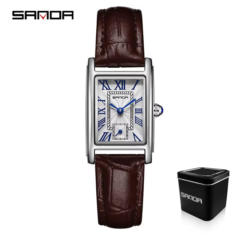 1116 New Fashion 2023 Elegant Design Rectangle Dial Water Resistant Quartz Movement Business Women Analog Wrist Watch