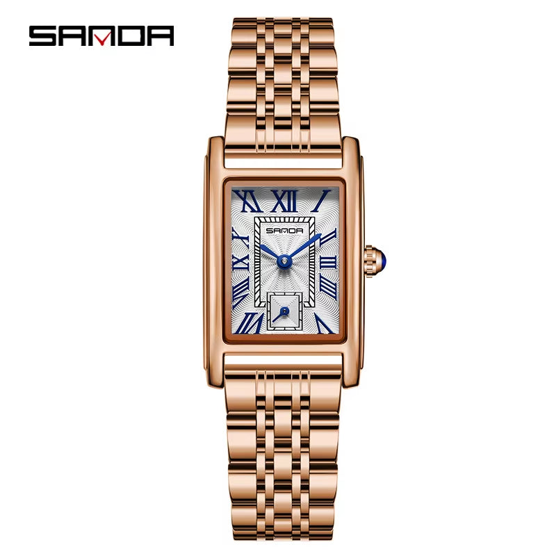 1116 New Fashion 2023 Elegant Design Rectangle Dial Water Resistant Quartz Movement Business Women Analog Wrist Watch