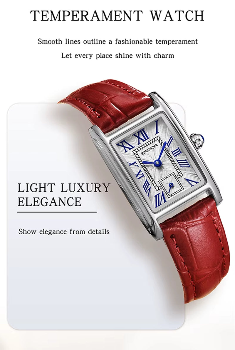 1116 New Fashion 2023 Elegant Design Rectangle Dial Water Resistant Quartz Movement Business Women Analog Wrist Watch