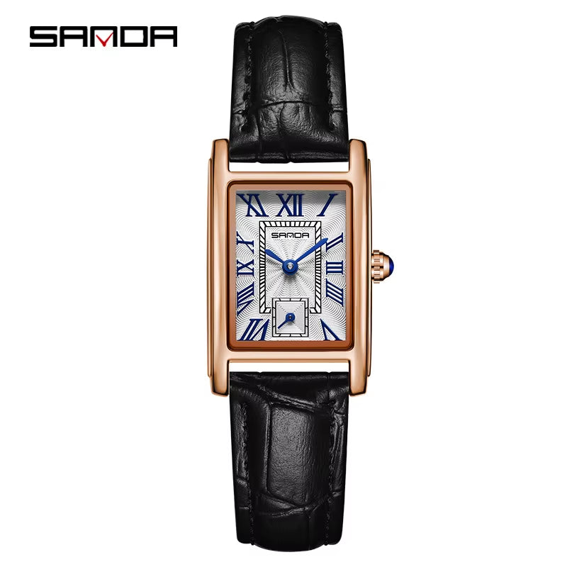 1116 New Fashion 2023 Elegant Design Rectangle Dial Water Resistant Quartz Movement Business Women Analog Wrist Watch