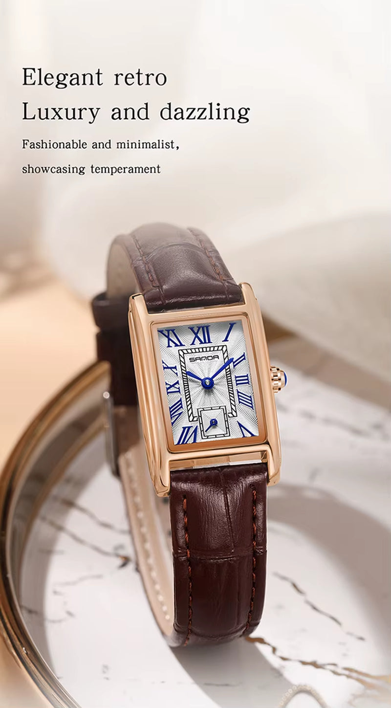 1116 New Fashion 2023 Elegant Design Rectangle Dial Water Resistant Quartz Movement Business Women Analog Wrist Watch