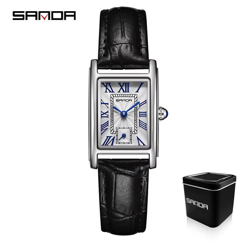 1116 New Fashion 2023 Elegant Design Rectangle Dial Water Resistant Quartz Movement Business Women Analog Wrist Watch