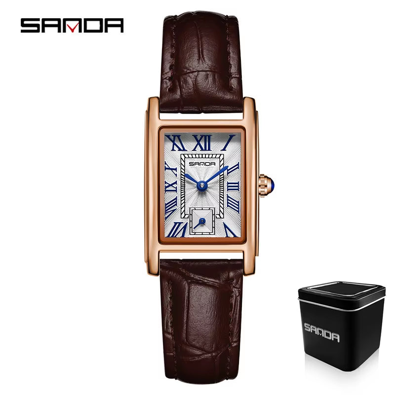 1116 New Fashion 2023 Elegant Design Rectangle Dial Water Resistant Quartz Movement Business Women Analog Wrist Watch