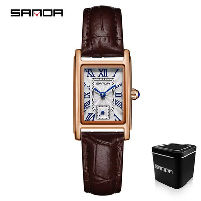 1116 New Fashion 2023 Elegant Design Rectangle Dial Water Resistant Quartz Movement Business Women Analog Wrist Watch
