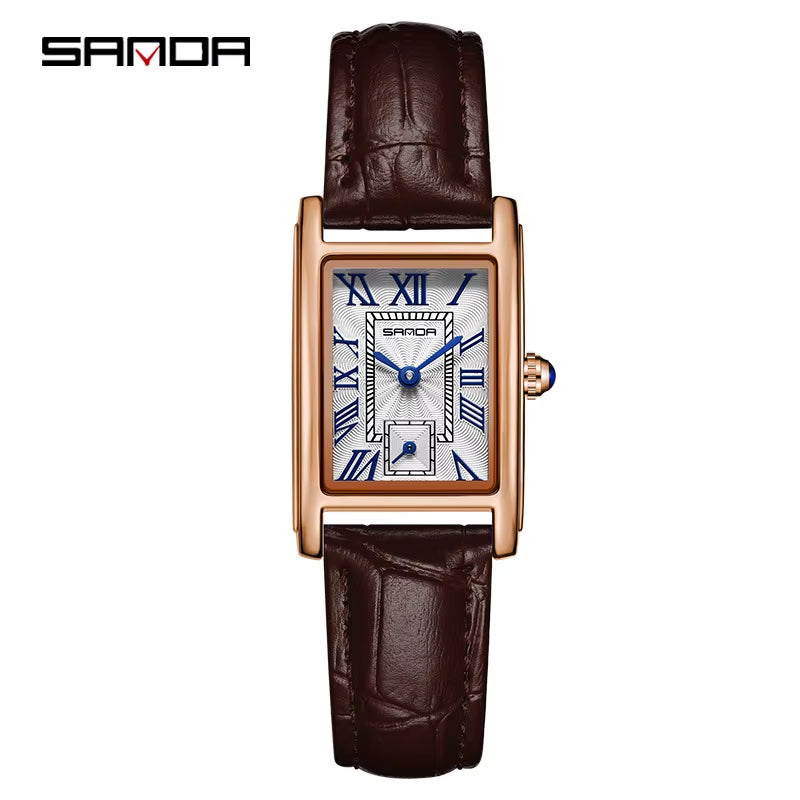 1116 New Fashion 2023 Elegant Design Rectangle Dial Water Resistant Quartz Movement Business Women Analog Wrist Watch
