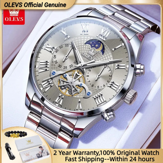 3640 Men'S Watches Multifunctional Chronograph Flywheel Dial Original Wristwatch Moon Phase 24Hour Waterproof Watches NEW