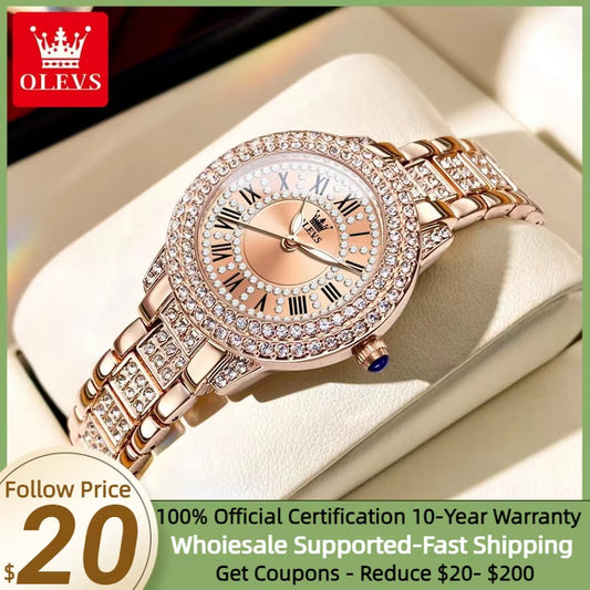 9943 Original Diamond Watch for Women Luxury Elegant Stainless Steel Waterproof Quartz Wristwatch Fashion Ladies' Watches