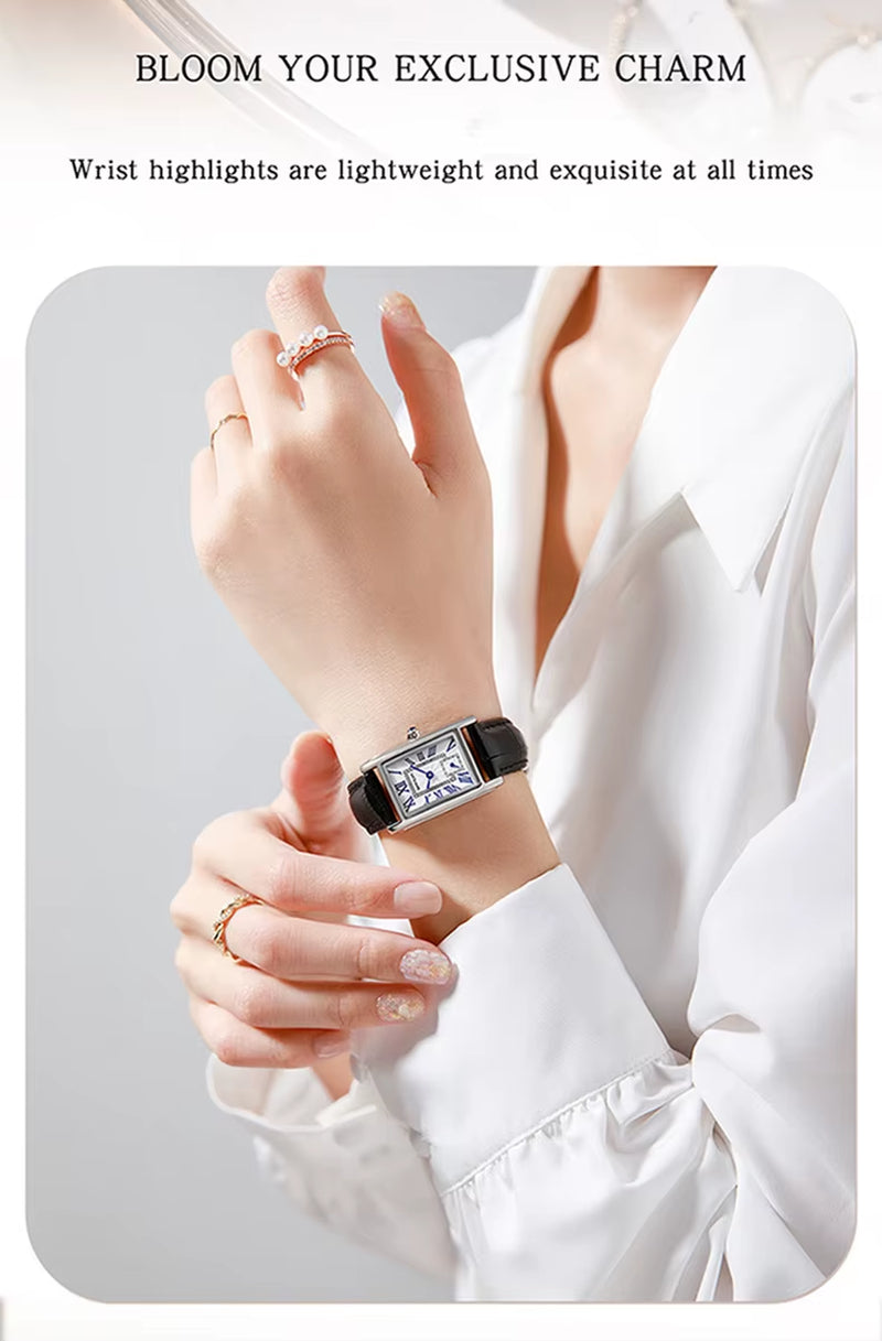1116 New Fashion 2023 Elegant Design Rectangle Dial Water Resistant Quartz Movement Business Women Analog Wrist Watch